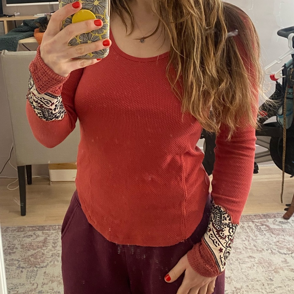 Free People Pink Long Sleeve Shirt